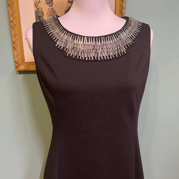Alfani black embellished sheath dress size 8 cocktail formal evening classic - Picture 4 of 12